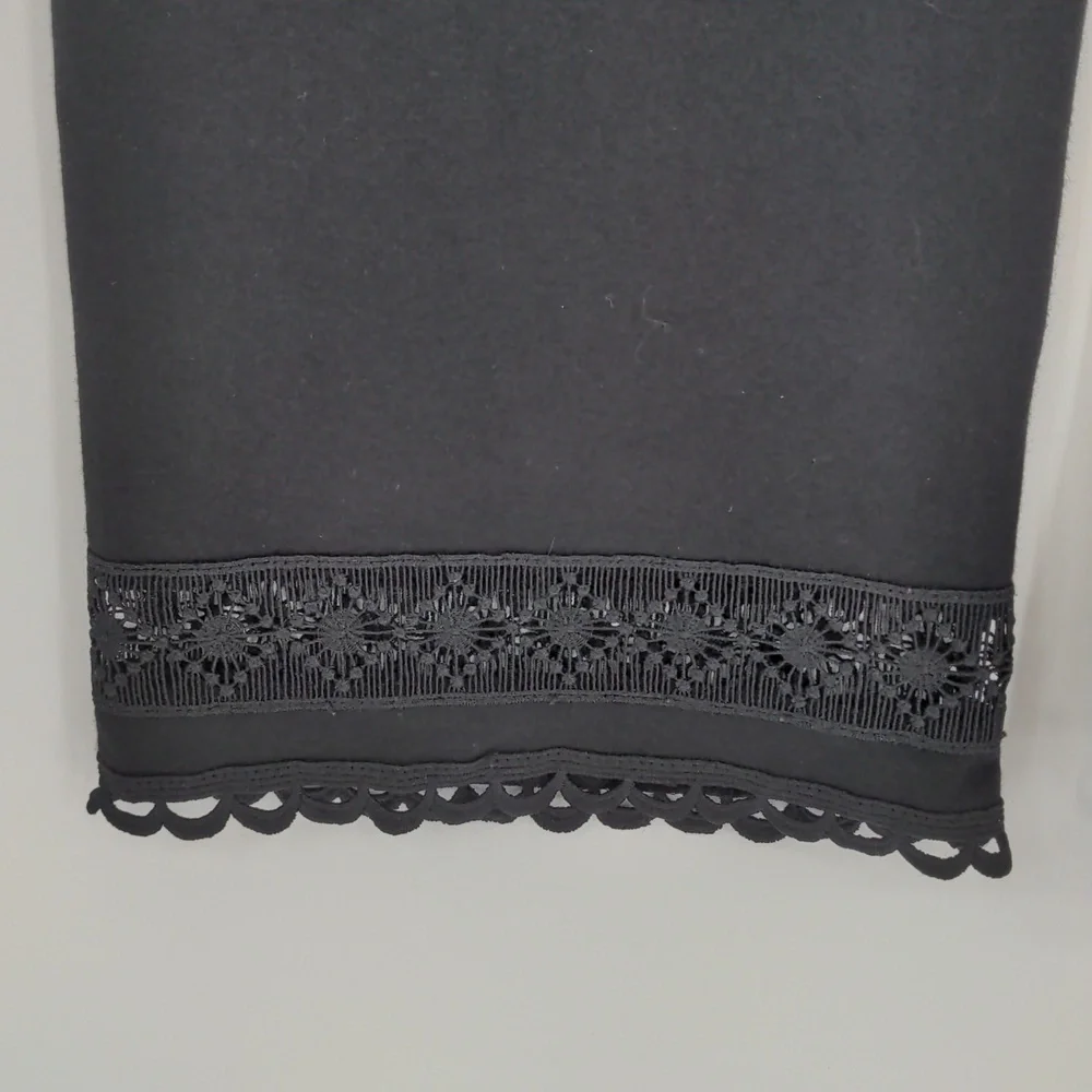 Lysse‎ Raya Womens Lace Trim High Rise Cropped Pants Size Extra Small Black - Picture 11 of 12